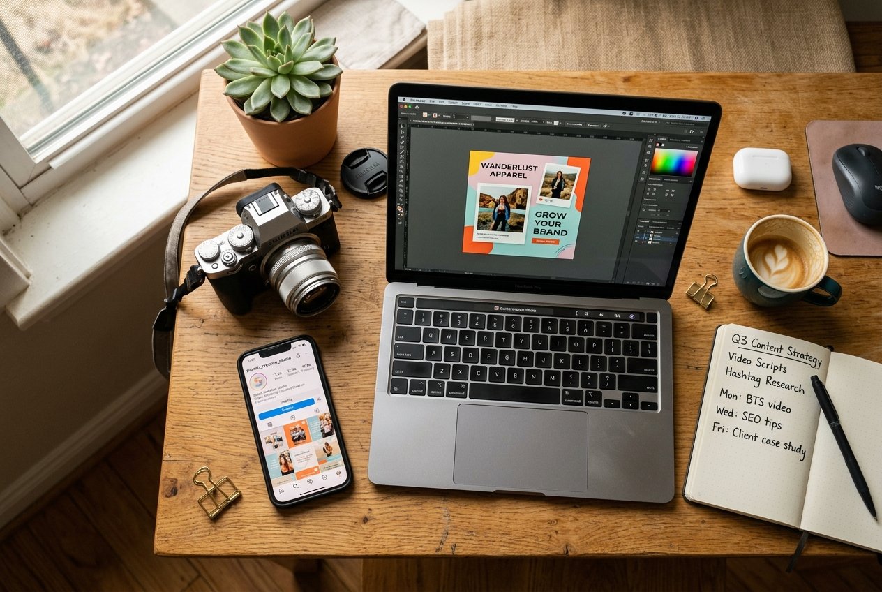 Creative social media content planning and editorial schedule
