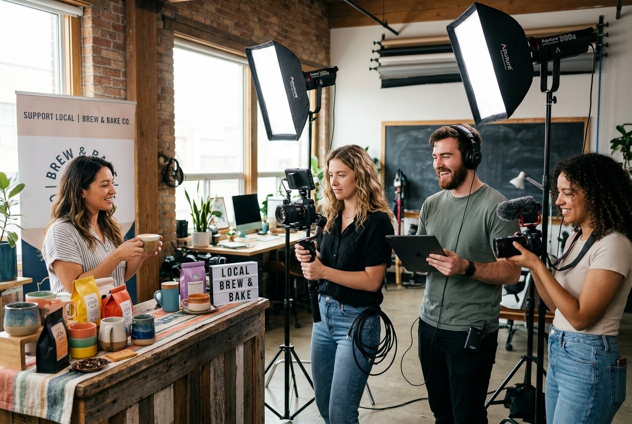 On-location social media video reels and photo shoot for small business